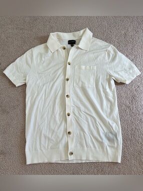 Club Monaco Men's Short-Sleeve Button-Front Knit Shirt